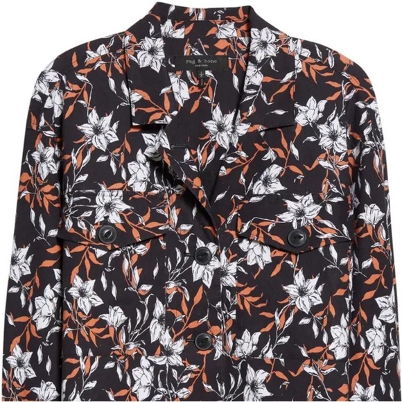 Rag & Bone Jessie Floral Print Linen Blend Shirt Jacket - Picture 10 of 11